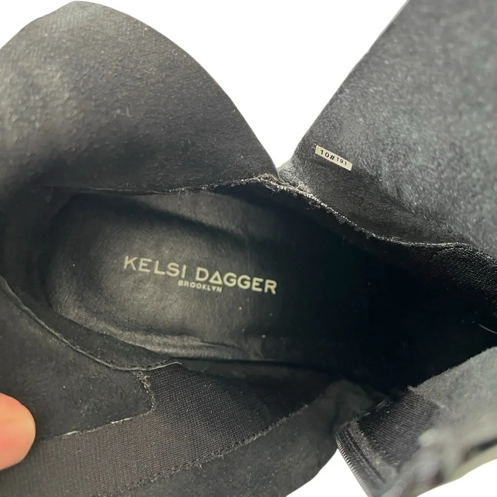 KELSI DAGGER x ANTHROPOLOGIE Brooklyn Side Split Black Leather‎ Ankle Boots